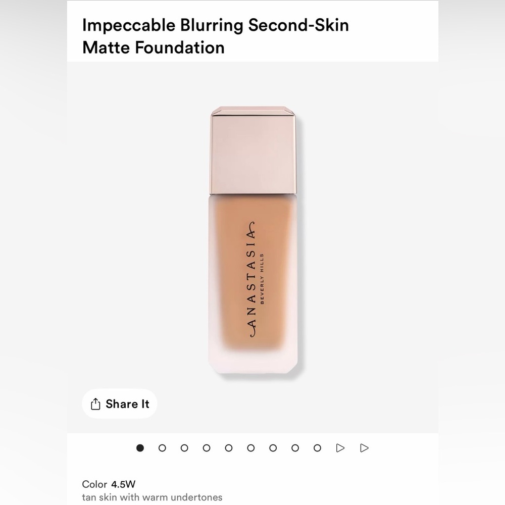 Anastasia Beverly Hills Blurring  Foundation - Warm Tan Shade 4.5 NIB